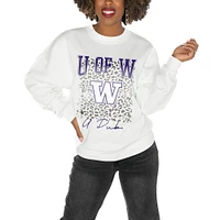 Women's Gameday Couture White Washington Huskies Drop Shoulder Fleece Oversized Pullover Sweatshirt