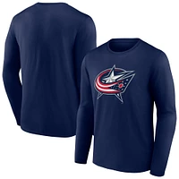 Men's Navy Columbus Blue Jackets Primary Logo Team Long Sleeve T-Shirt