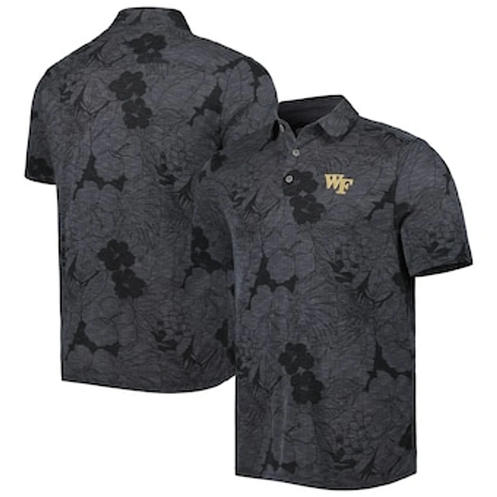 Men's Tommy Bahama Black Wake Forest Demon Deacons Miramar Blooms Polo