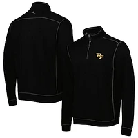 Men's Tommy Bahama Black Wake Forest Demon Deacons Tobago Bay Tri-Blend Half-Zip Pullover