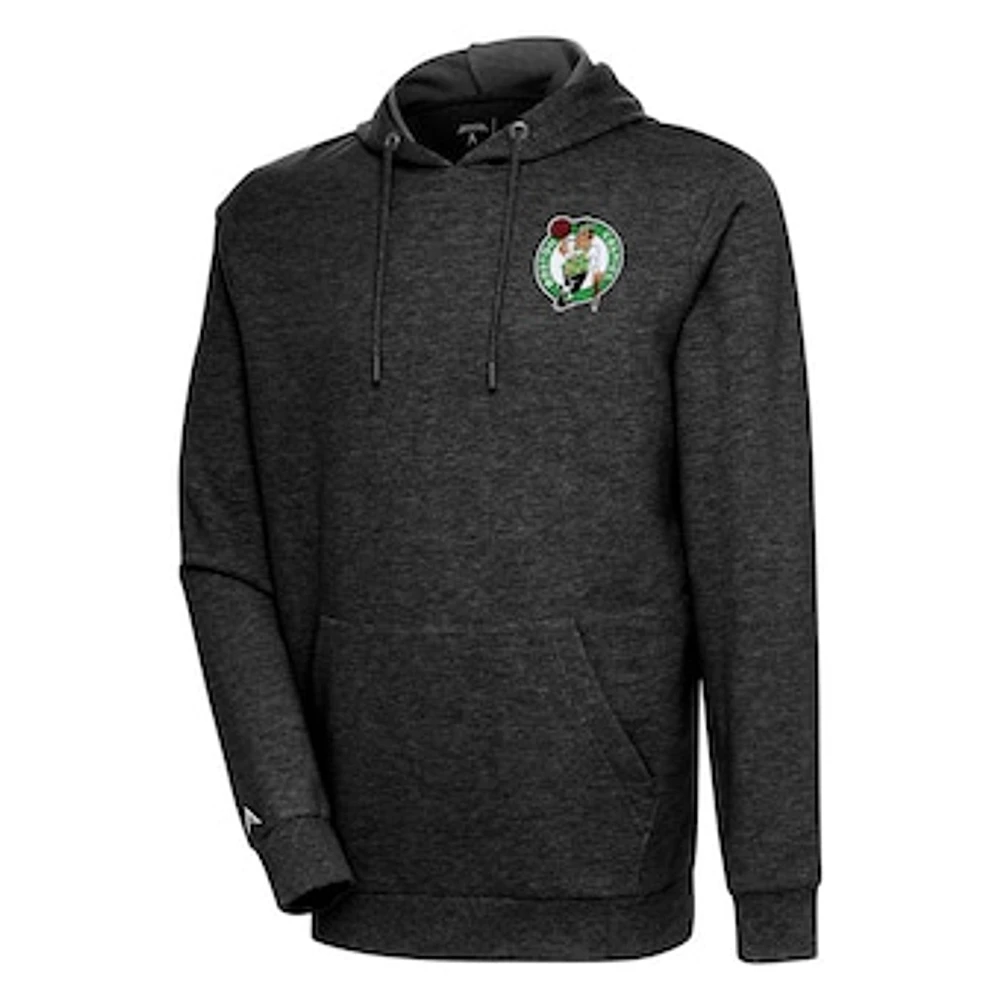 Men's Antigua Heather Black Boston Celtics Action Pullover Hoodie