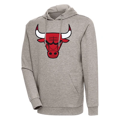 Men's Antigua Oatmeal Chicago Bulls Action Pullover Hoodie