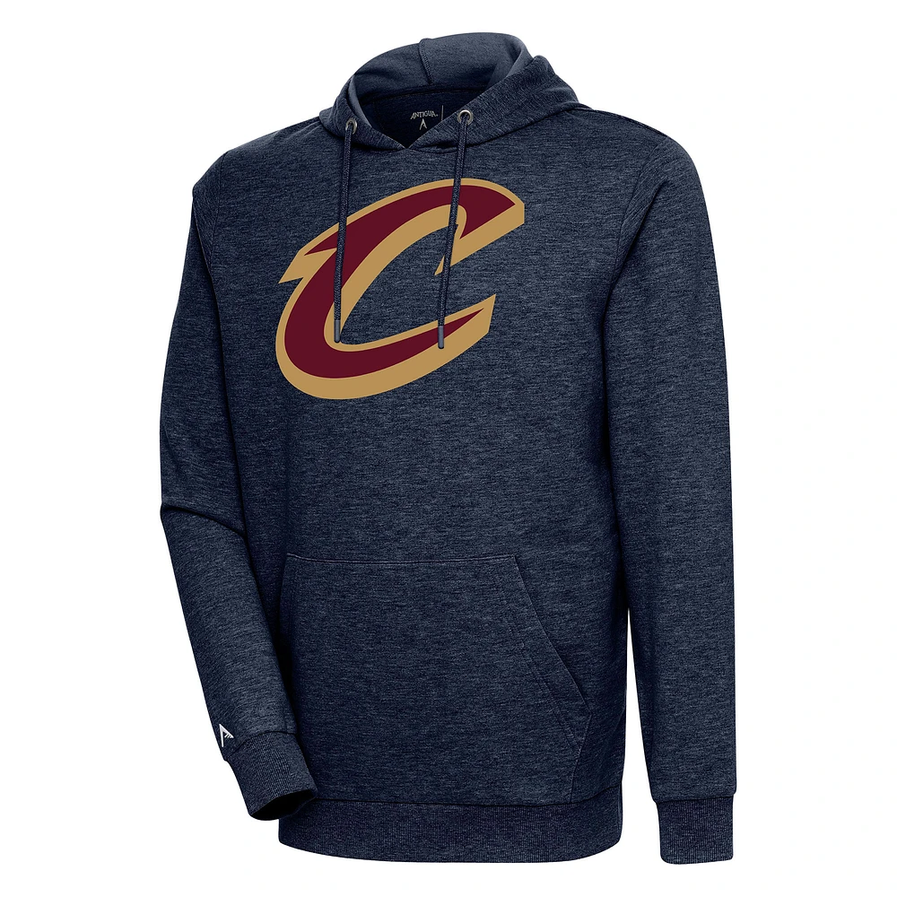 Men's Antigua Heather Navy Cleveland Cavaliers Action Pullover Hoodie