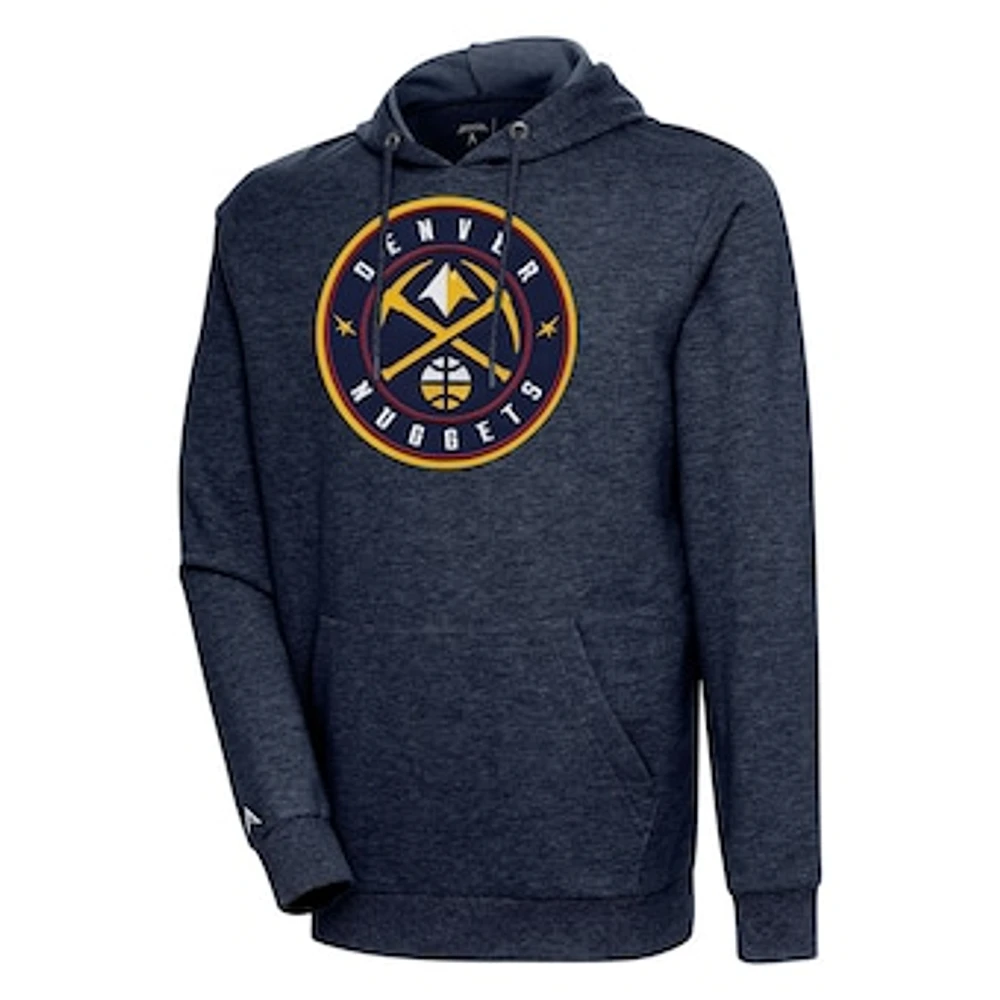 Men's Antigua Heather Navy Denver Nuggets Action Pullover Hoodie