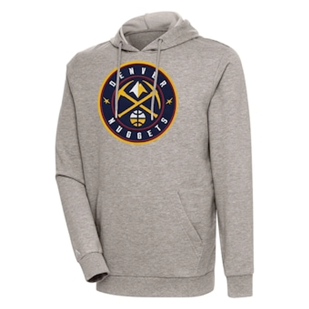 Men's Antigua Oatmeal Denver Nuggets Action Pullover Hoodie