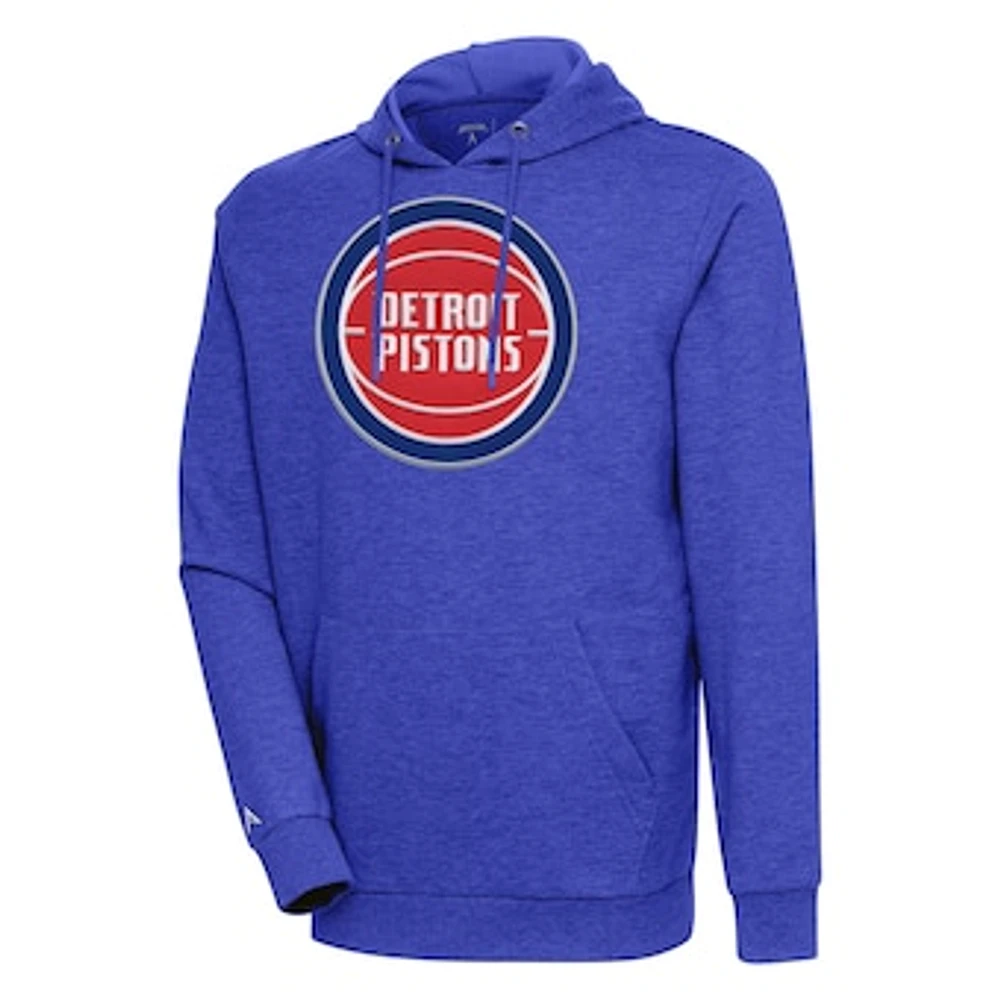 Men's Antigua Heather Blue Detroit Pistons Action Pullover Hoodie