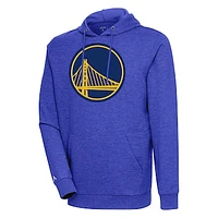 Men's Antigua Heather Royal Golden State Warriors Action Pullover Hoodie