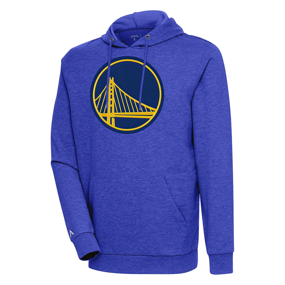 Men's Antigua Heather Royal Golden State Warriors Action Pullover Hoodie