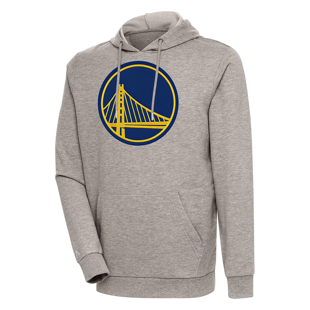 Men's Antigua Oatmeal Golden State Warriors Action Pullover Hoodie