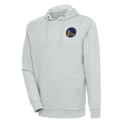 Men's Antigua Heather Gray Golden State Warriors Action Pullover Hoodie