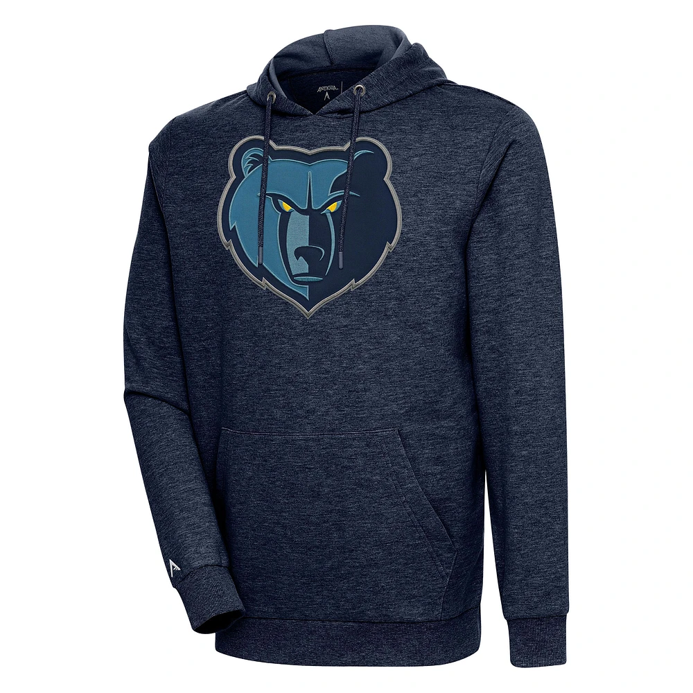 Men's Antigua Heather Navy Memphis Grizzlies Action Pullover Hoodie