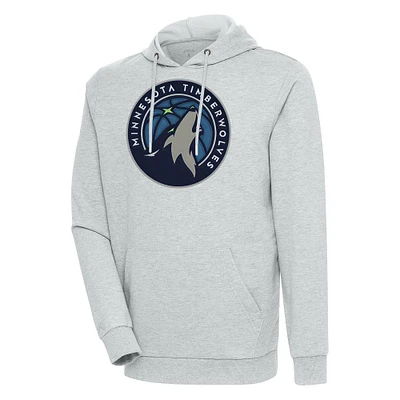 Men's Antigua Heather Gray Minnesota Timberwolves Action Pullover Hoodie