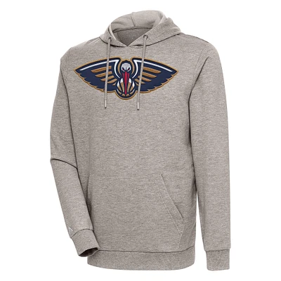 Men's Antigua Oatmeal New Orleans Pelicans Action Pullover Hoodie