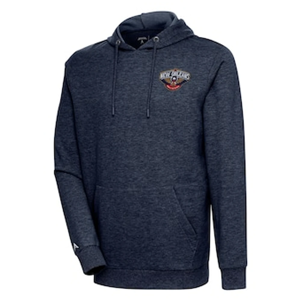 Men's Antigua Heather Navy New Orleans Pelicans Action Pullover Hoodie