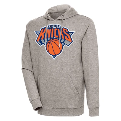 Men's Antigua Oatmeal New York Knicks Action Pullover Hoodie