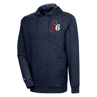 Men's Antigua Heather Navy Philadelphia 76ers Action Pullover Hoodie