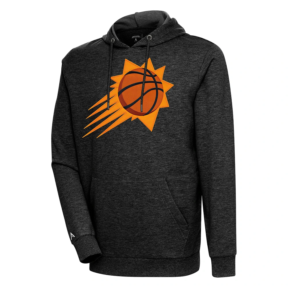 Men's Antigua Heather Black Phoenix Suns Action Pullover Hoodie