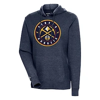 Women's Antigua Heather Navy Denver Nuggets Action Pullover Hoodie