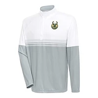 Men's Antigua White/ Milwaukee Bucks Bender Quarter-Zip Pullover Top