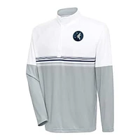 Men's Antigua White/Navy Minnesota Timberwolves Bender Quarter-Zip Pullover Top