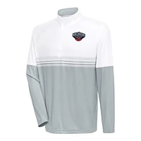 Men's Antigua White/Gray New Orleans Pelicans Bender Quarter-Zip Pullover Top