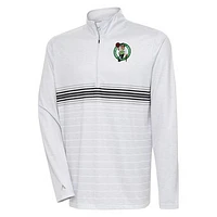 Men's Antigua Heather Gray/Black Boston Celtics Bullseye Quarter-Zip Pullover Top