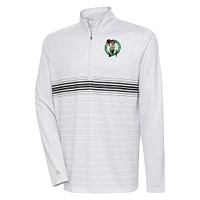 Men's Antigua Heather Gray/Black Boston Celtics Bullseye Quarter-Zip Pullover Top