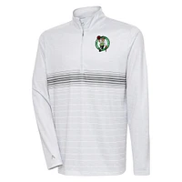 Men's Antigua Heather Gray/Silver Boston Celtics Bullseye Quarter-Zip Pullover Top