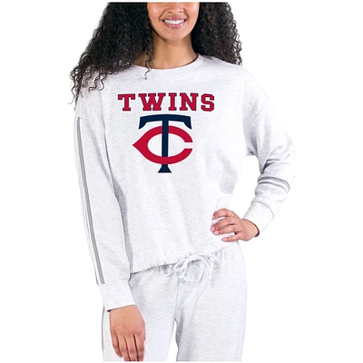 Women's Concepts Sport Cream/Gray Minnesota Twins Pendant French Terry Long Sleeve Top