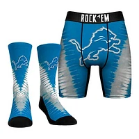 Men's Rock Em Socks Detroit Lions V Tie-Dye Underwear and Crew Combo Pack