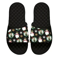 Men's ISlide Black Boston Celtics Holiday Pattern Slide Sandals