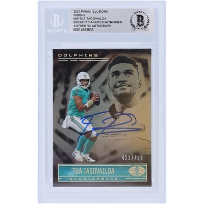 Tua Tagovailoa Miami Dolphins Autographed 2021 Panini Illusions Beckett Fanatics Witnessed Authenticated Card