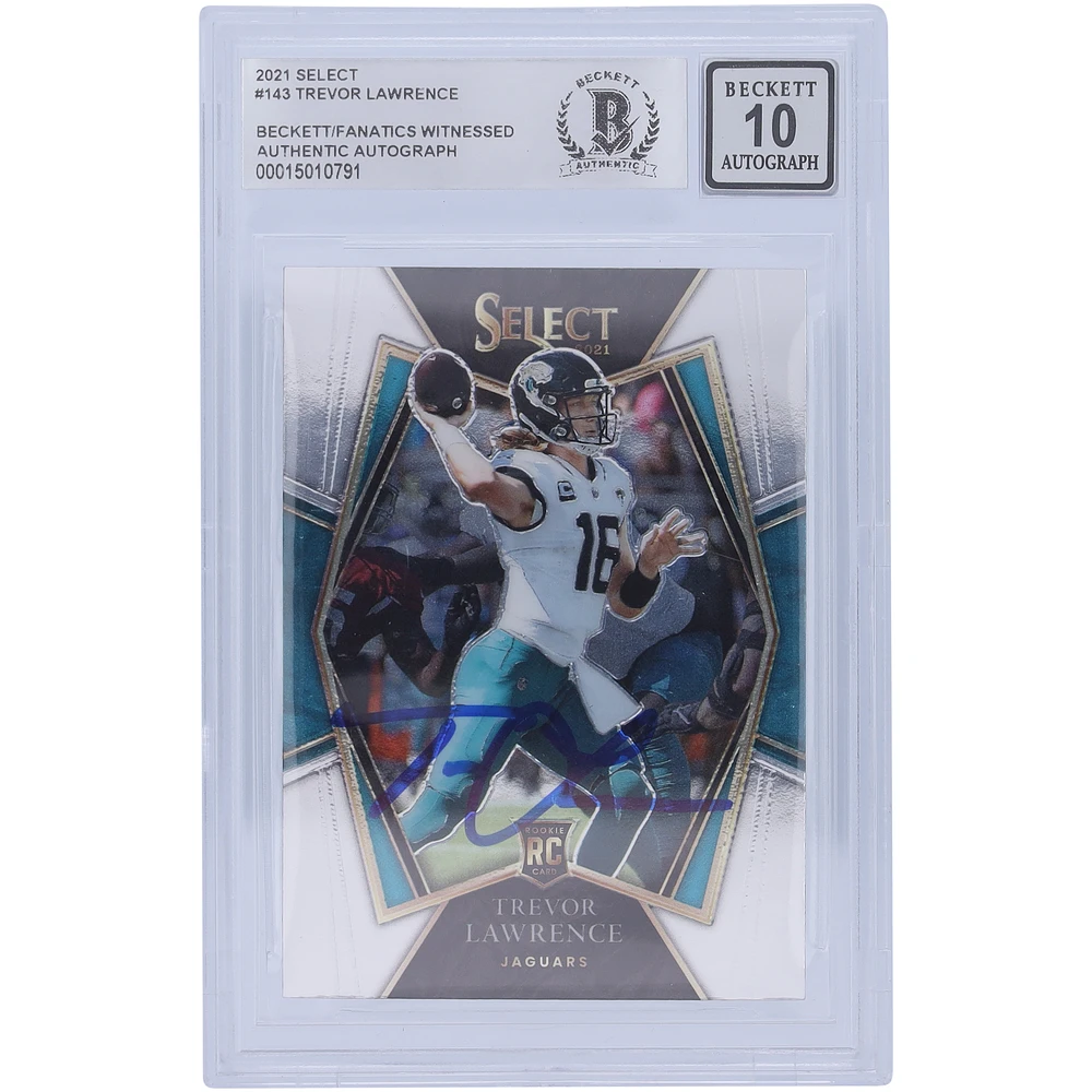 Trevor Lawrence Jacksonville Jaguars Autographed 2021 Panini Select Premier Level #143 Beckett Fanatics Witnessed Authenticated 10 Rookie Card