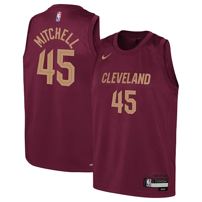 Youth Nike Donovan Mitchell Wine Cleveland Cavaliers Swingman Jersey - Icon Edition