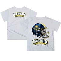Youth White Marquette Golden Eagles Team Logo Dripping Helmet T-Shirt