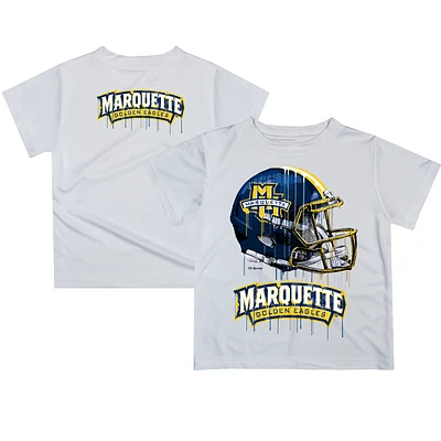 Youth White Marquette Golden Eagles Team Logo Dripping Helmet T-Shirt