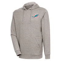 Men's Antigua Oatmeal Miami Dolphins Action Lightweight Pullover Hoodie