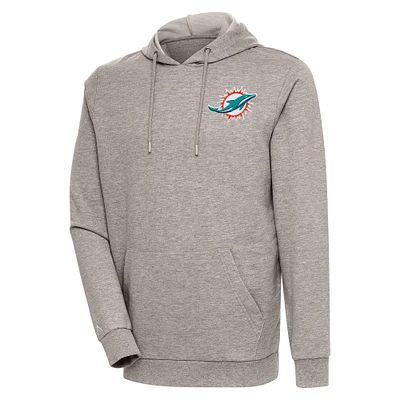 Men's Antigua Oatmeal Miami Dolphins Action Lightweight Pullover Hoodie