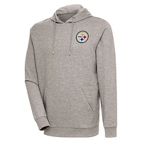 Men's Antigua Oatmeal Pittsburgh Steelers Action Lightweight Pullover Hoodie