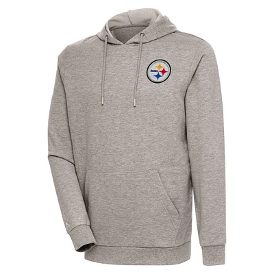 Men's Antigua Oatmeal Pittsburgh Steelers Action Lightweight Pullover Hoodie
