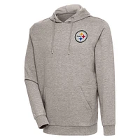 Men's Antigua Oatmeal Pittsburgh Steelers Action Lightweight Pullover Hoodie