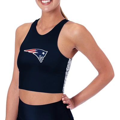 Women's Certo Navy New England Patriots Logo High Neck Midi Bra