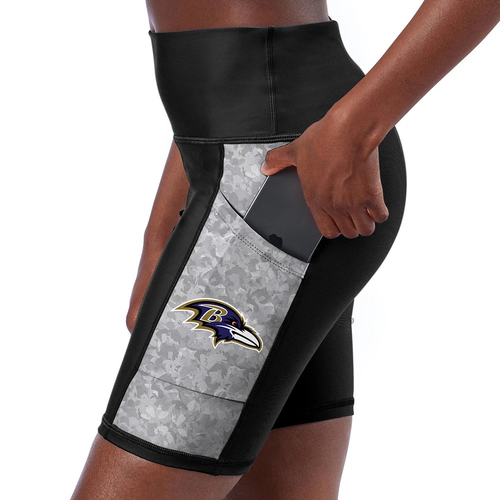 Women's Certo Black Baltimore Ravens High Waist Logo Two-Pocket Biker Shorts