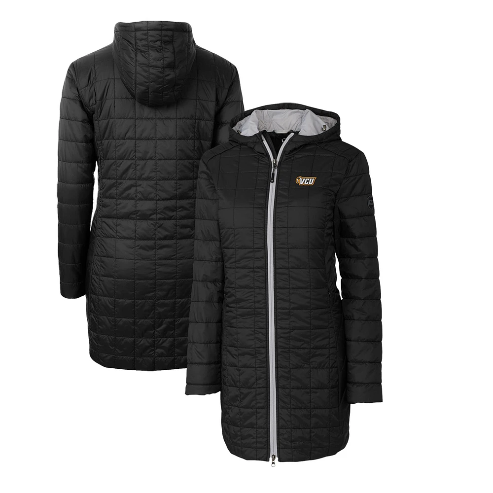 Women's Cutter & Buck Black VCU Rams Rainier Primaloft Eco Hooded Long Coat