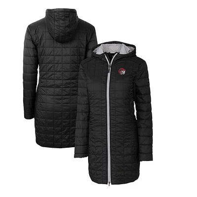 Women's Cutter & Buck Black Winston-Salem State Rams Rainier Primaloft Eco Hooded Long Coat