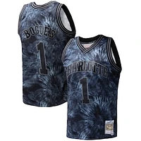 Men's Mitchell & Ness Muggsy Bogues Black Charlotte Hornets Hardwood Classics 1992/93 Tie-Dye Swingman Jersey