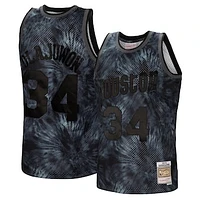 Men's Mitchell & Ness Hakeem Olajuwon Black Houston Rockets Hardwood Classics 1993/94 Tie-Dye Swingman Jersey