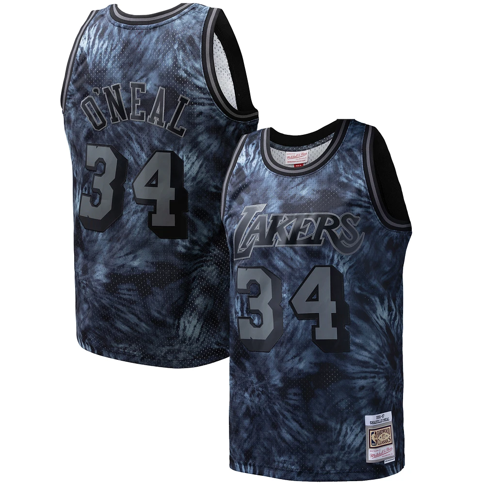 Men's Mitchell & Ness Shaquille O'Neal Black Los Angeles Lakers Hardwood Classics 1996/97 Tie-Dye Swingman Jersey