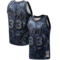Men's Mitchell & Ness Alonzo Mourning Black Miami Heat Hardwood Classics 1996/97 Tie-Dye Swingman Jersey