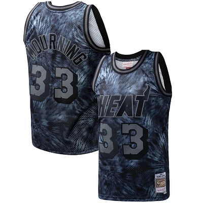 Men's Mitchell & Ness Alonzo Mourning Black Miami Heat Hardwood Classics 1996/97 Tie-Dye Swingman Jersey